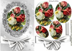 Pretty Coloured Roses, with Big Bow, Oval Pyramids