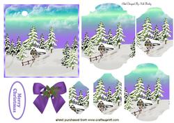 Lovely Snow Scene with Cottage Bracket Pyramids