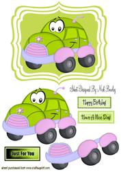 Cute Little Toony Green Beetle Car