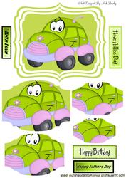 Toony Green Beetle Car, Bracket Pyramids