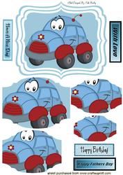 Toony Blue Beetle Card, Bracket Pyramids