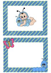 Little Wiggle Worm Baby in Blue A5 Insert