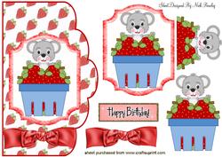 Little Mouse with Strawberries, Card & Topper