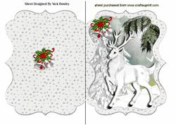 Lovely White Stag, in Snow Scene Bracket Card