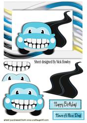 On the Road Blue Toony Car with Gnashers