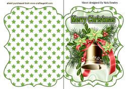 Gold Bells with Holly in Star Bracket Card