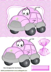 I Love My Pink Toony Beetle Car