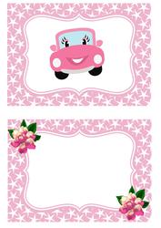 Pink Toony Car with Eyelashes & Roses A5 Insert