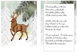 Brown Stag with Snow on Trees, A5 Insert with Verse