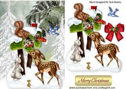 Cute Deer with Winter Friends in the Snow