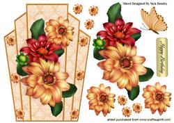Pretty Peach Dahlias on Art Deco Topper