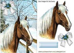 Palamino Horse in a Field of Snow Covered Trees