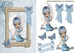 Cute Little Fairy in Pretty Blue with Diamond Butterflies