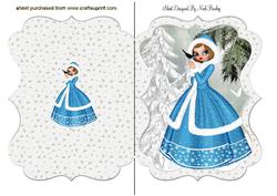 Pretty Lady in Turq Dress in the Snow Bracket Card