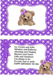 Little Fuzzy Bear with Purple Bows A5 Insert with Verse