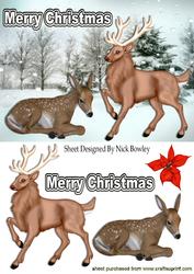 Deer and Brown Stag in the Snow
