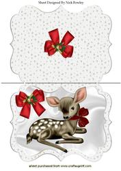 Cute Deer with Big Red Bow Bracket Card