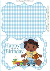 Ethnic Boy on His Birthday with Toys Bracket Card