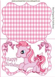 My Little Pink Pony with Bows Bracket Card
