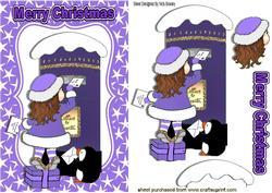 Little Girl in Purple Posting Letter to Santa