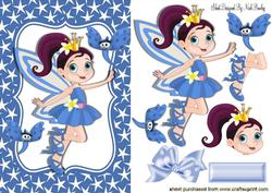 Dancing Faerie in Blue Star Frame with Dragonflies