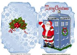 Santa Who in a Tardis on Bracket Card