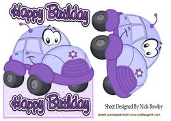 Cute Toony Purple Car, Over the Edge Card