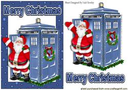 Santa Who in His Tardis in Blue Star Frame