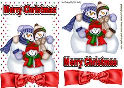 The Snowman Family, with Big Red Bow