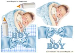 Sleeping Baby Boy with His Bottle, Over the Edge Crd
