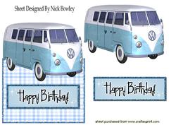 Blue Camper Van Over the Edge Card