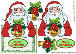 Jolly Santa with Bells Over the Edge Card
