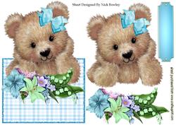 Fuzzy Bear Among the Flowers Over the Edge Card