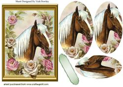 Palomino Horse with Roses Oval Pyramids