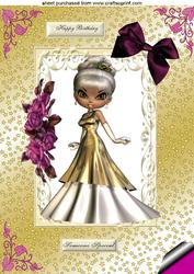 Pretty Lady in Gold Dress and Star Background A4 Topper