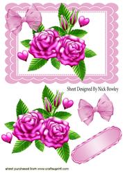 Pretty Pink Roses and Hearts with Bow