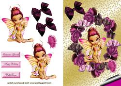 Cute Little Faerie in Frame of Roses