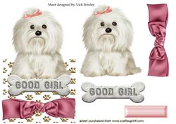 Cute Westie with Bow Over the Edge Card