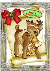 Little Reindeer on a Scroll A4