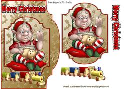 Santas Elf the Toy Maker Bracket Card & Topper
