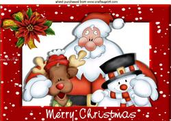Santa with His Friends with Poinsettia A4