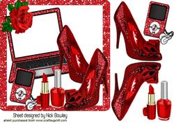 Red Glitter Laptop, Shoes & Mp3 with Lippy 7x7