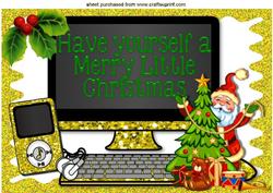Christmas Gold Glitter Computer with Santa A4