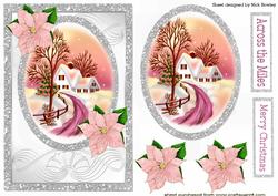 Pretty Pink Poinsettias with Snow Scene