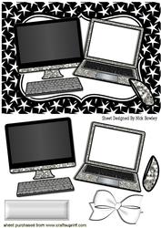 Black Glitter Computer & Laptop in Star Frame