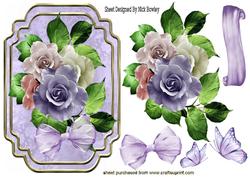 Lilac Roses with Bow & Butterflies