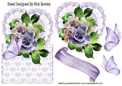 Lilac Roses with Butterflies Over the Edge Card