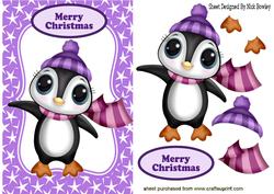 Cute Little Penguin in Hat and Scarf