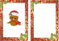 Little Owl in Santa Hat A5 Insert