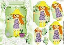Gardening Girl with Flowers Bracket Pyramids